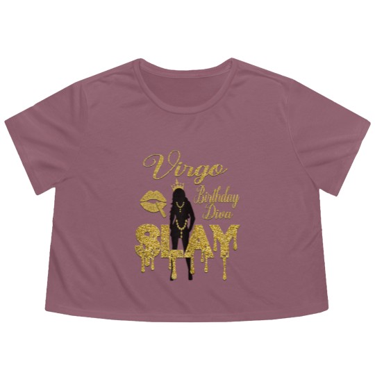 Discover Virgo Girl Birthday Diva Slay Zodiac Virgo Queen Lip Flowy Cropped Tees