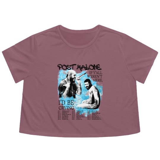 Discover Vintage Post Malone 2023 Tour Flowy Cropped Tees, Post Malone Fan Flowy Cropped Tees