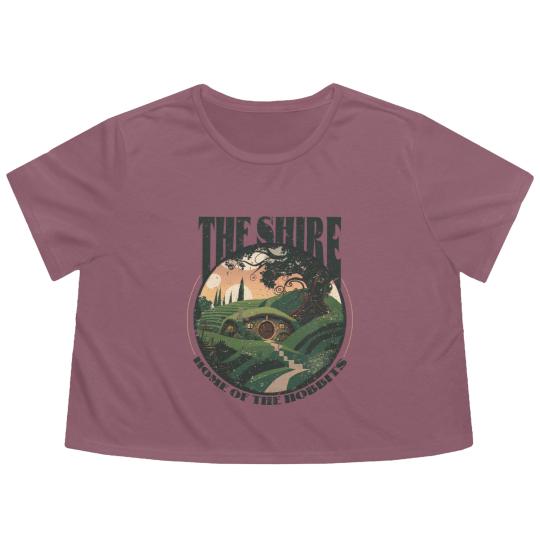 Discover The Shire LOTR Flowy Cropped Tees | Distressed Fantasy Merch Tolkien Aragorn