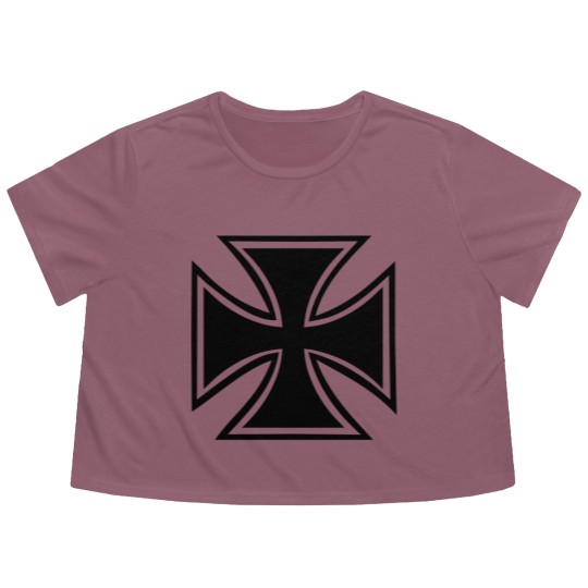Discover Iron cross Flowy Cropped Tees