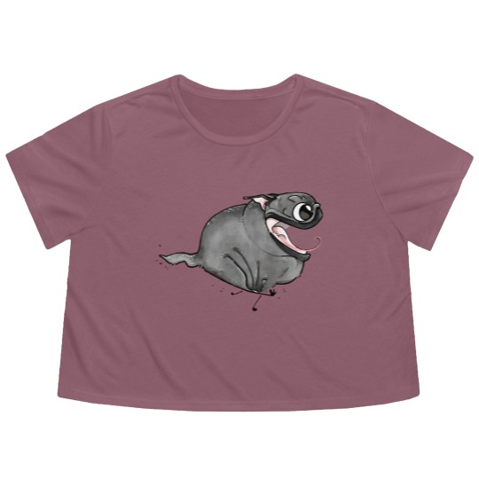 Discover Zoomies!!! (black pug) - Black Pug - Flowy Cropped Tees