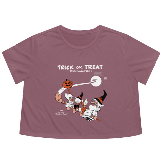 Discover Trick Or Treat Flowy Cropped Tees, Huey Dewey Louie Witch Halloween Flowy Cropped Tees