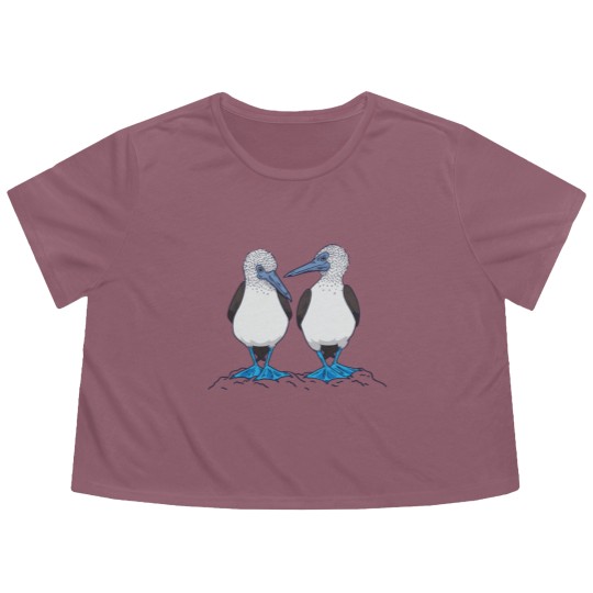 Discover Blue Footed Booby Birds Flowy Cropped Tees