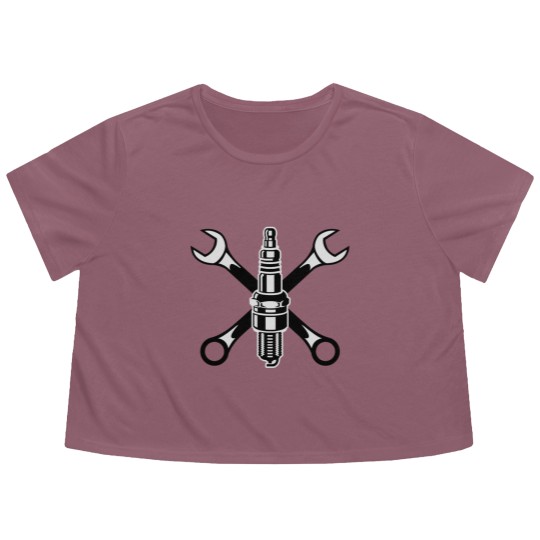 Discover Spark plug - motor - car - garage -motorcycle-race Flowy Cropped Tees