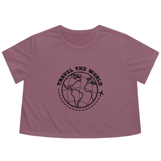 Discover World Travel Travel Flowy Cropped Tees