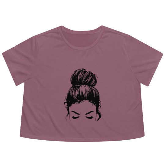 Discover Messy bun face - unisex Flowy Cropped Tees | Mom Flowy Cropped Tees | messy bun Flowy Cropped Tees