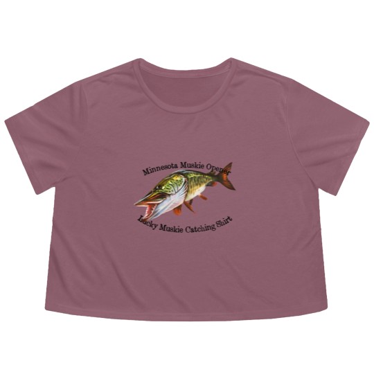 Discover Minnesota Muskie Fishing Opener Flowy Cropped Tees