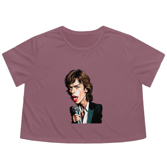 Discover Caricature of Mick Jagger Flowy Cropped Tees