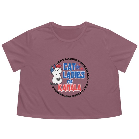 Discover Cat Lady For Kamala Flowy Cropped Tees, Childless Cat Ladies, Kamala Harris 2024 Flowy Cropped Tees