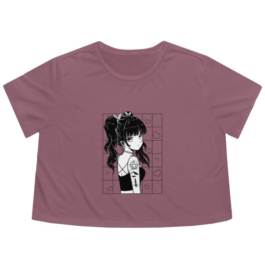 Discover Anime girl Anime girl Anime girl Flowy Cropped Tees
