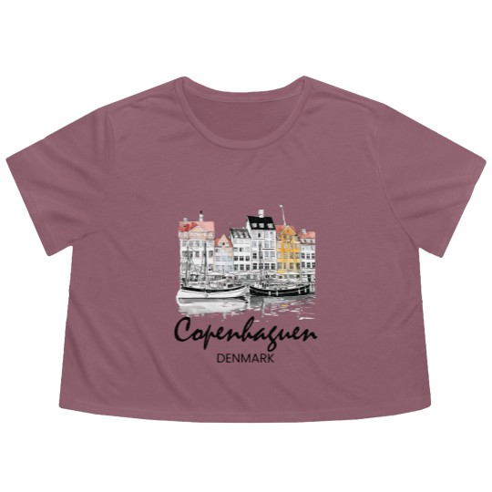 Discover Copenhagen Denmark Flowy Cropped Tees