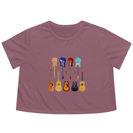 Discover Guitar T- Flowy Cropped Tees Many guitars T- Flowy Cropped Tees Flowy Cropped Tees