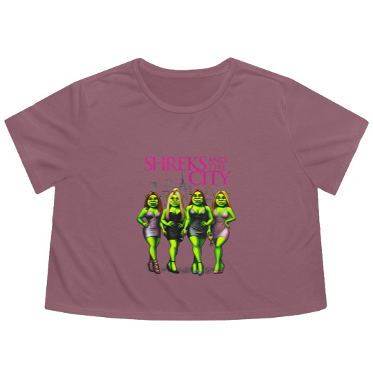 Discover Shreks And The City Flowy Cropped Tees, Shrek Funny Flowy Cropped Tees, Shrek Face Meme Flowy Cropped Tees