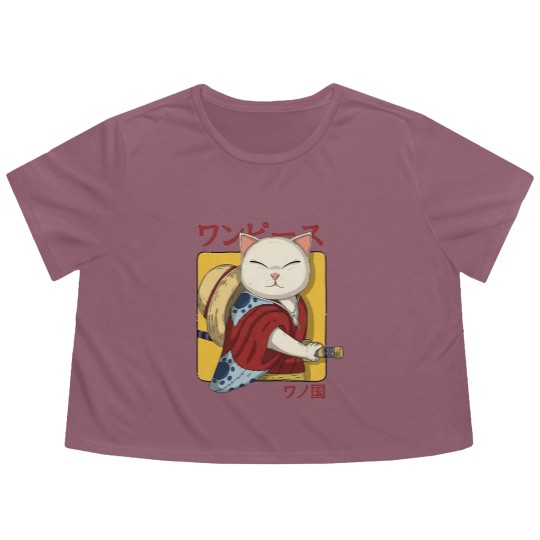 Discover Samurai Neko - Samurai Cat - Flowy Cropped Tees