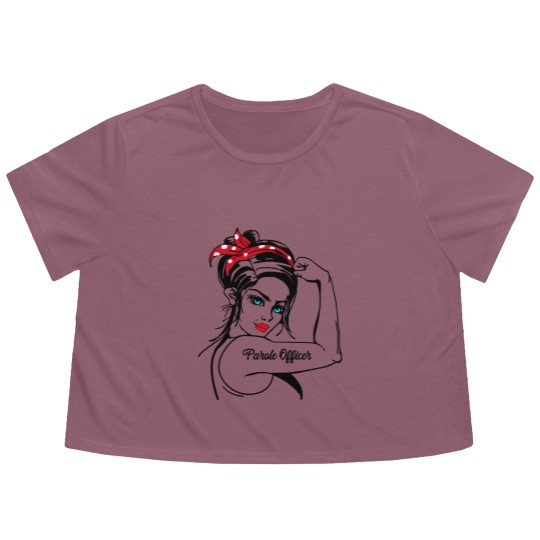 Discover 51.Parole Officer Parole Officer Rosie The Riveter Flowy Cropped Tees