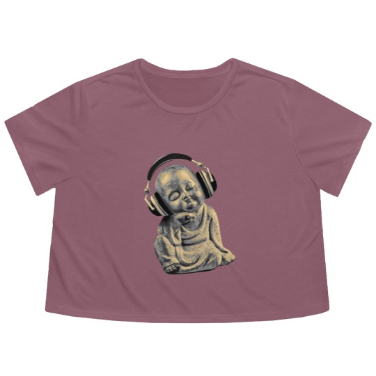 Discover Buddha Headphones Flowy Cropped Tees Buddhist Monk DJ Flowy Cropped Tees