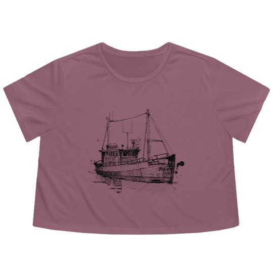Discover Lonely Trawler Flowy Cropped Tees