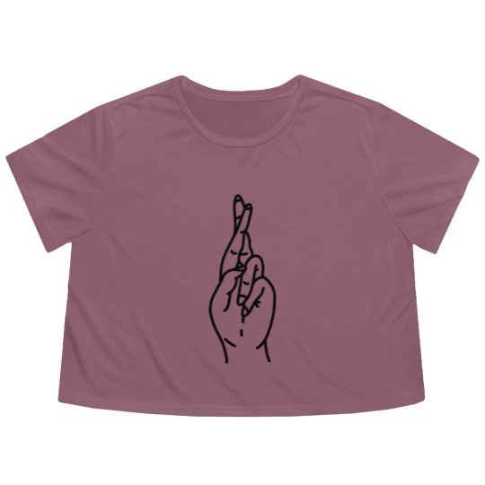 Discover Hand Fingers Crossed Flowy Cropped Tees