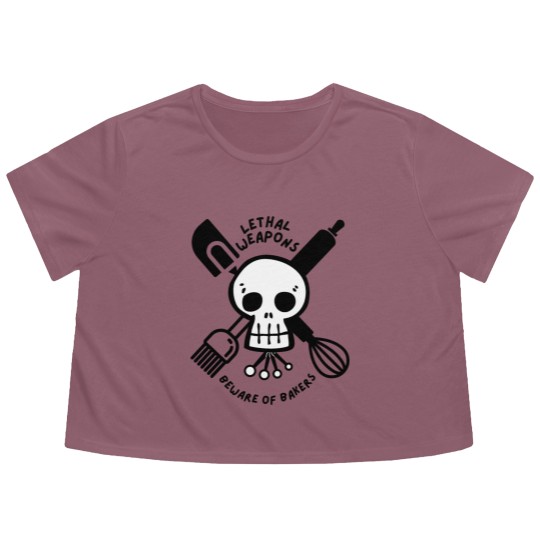 Discover Beware of Bakers. Weapons for all baking lovers Flowy Cropped Tees