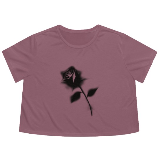 Discover Gothic Black Rose Flowy Cropped Tees