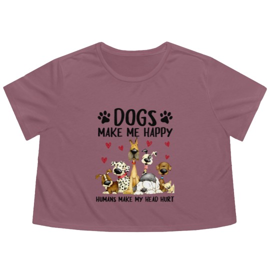 Discover dogs make me happy humans make my head hurt Flowy Cropped Tees