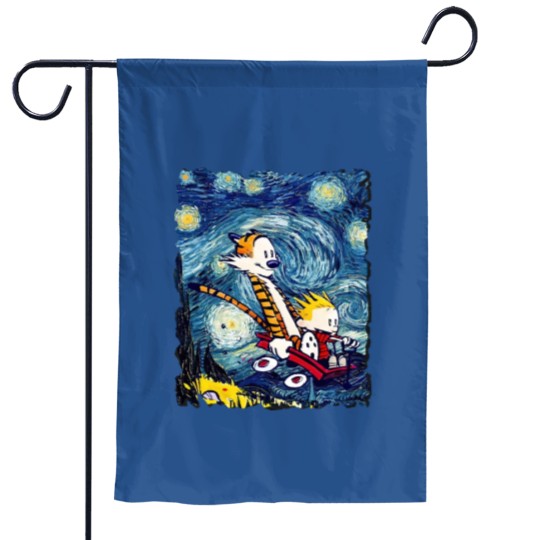 Discover Calvin And Hobbes Starry Night T-Shrit Garden Flags