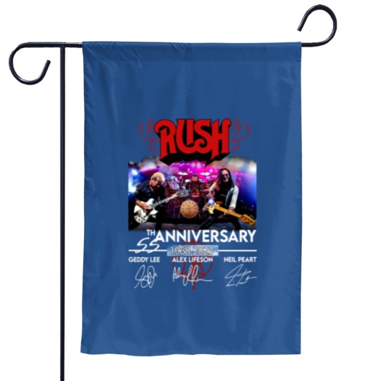 Discover 55 Years RUSH Band 1968-2023 Signatures Garden Flags