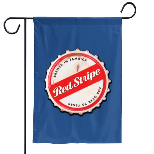 Discover Red Stripe Bottle Cap Garden Flags
