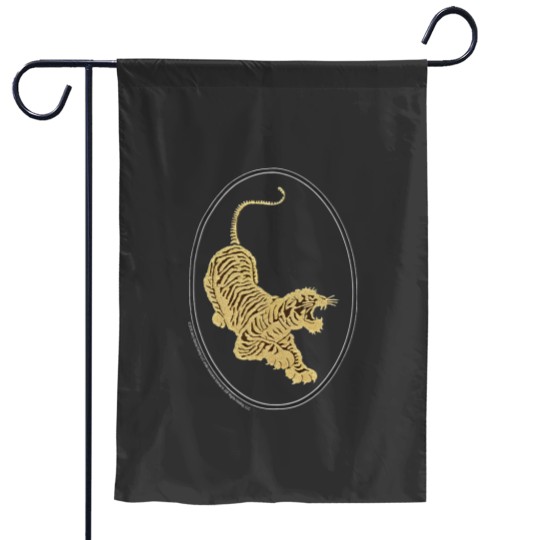 Discover Jerry Garcia Garden Flags- Tiger Guitar emblem, Gold metallic ink on a Black Garden Flags