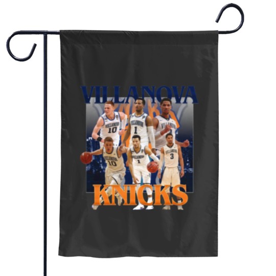 Discover NEW Villanova Knicks Josh Hart, Jalen Brunson and Donte Divincenzo Vintage Graphic Unisex Garden Flags