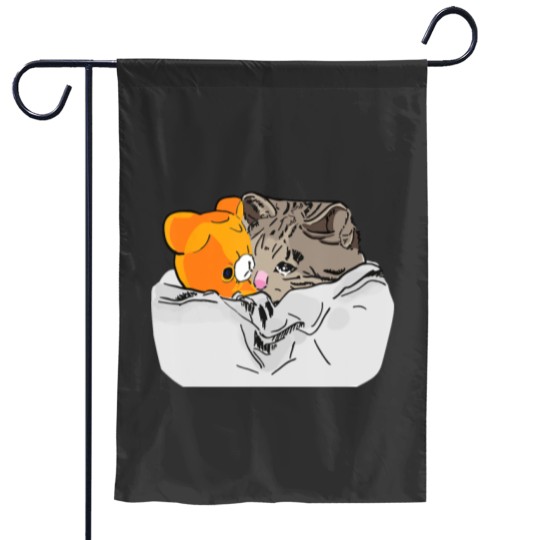 Discover Sad Kitten Cat Crying bed with Teddy Meme Garden Flags