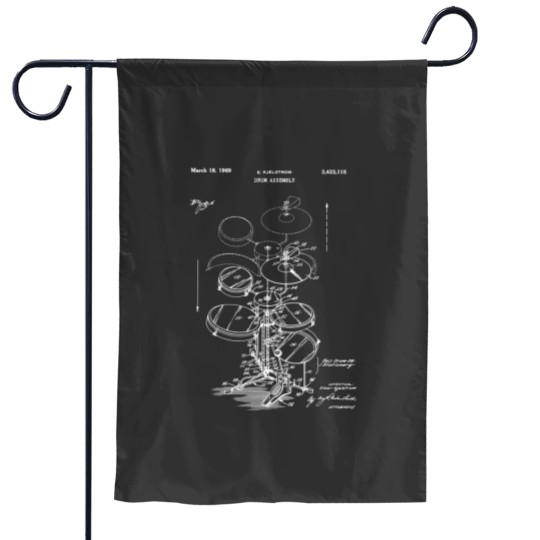Discover Drummer Gift Idea - Drum Assembly Kit Blueprint - Drummer Gift Idea - Garden Flags