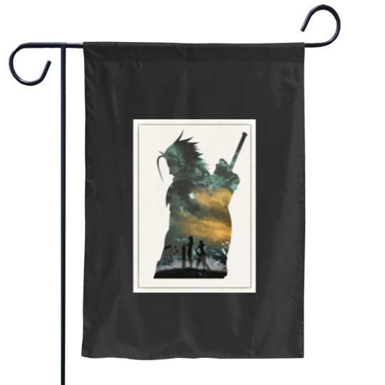 Discover Final Fantasy 7 VII Zack and Cloud Minimalist Art Garden Flags