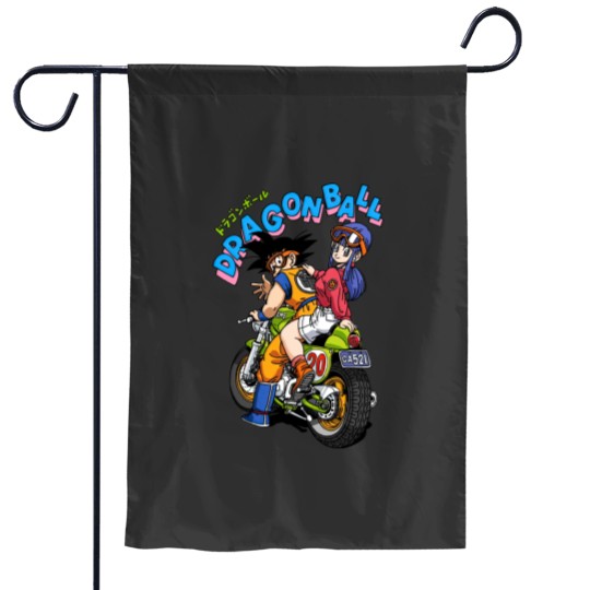 Discover Goku and Bulma driving a motorbike Garden Flags, Dragon Ball Z Anime Garden Flags