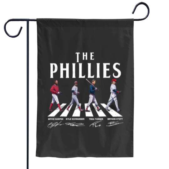 Discover SALE!!! Phillies Walking Abbey Road Signatures Baseball 2023 Signatures Garden Flags