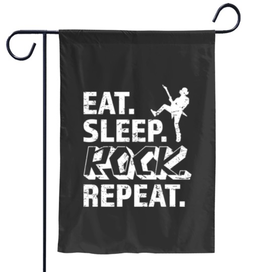 Discover Eat Sleep Rock Repeat Metal Music Rocker Headbanger Garden Flags