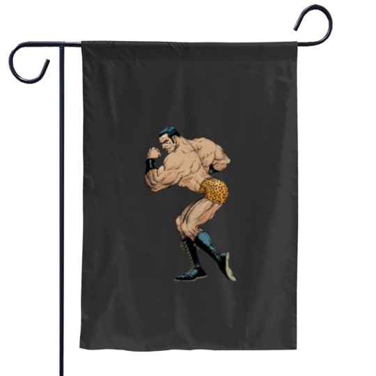 Discover flex mentallo, comics, patrol, strongman, hero of the beach, charles atlas, muscle power,pin up Garden Flags