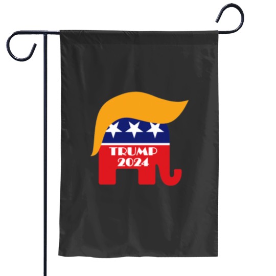 Discover Réélire le président Trump 2024 Republican Elephant Hair Logo classique Garden Flags