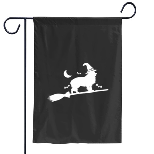 Discover Halloween Border Collie Dog Riding Witch Broom Garden Flags