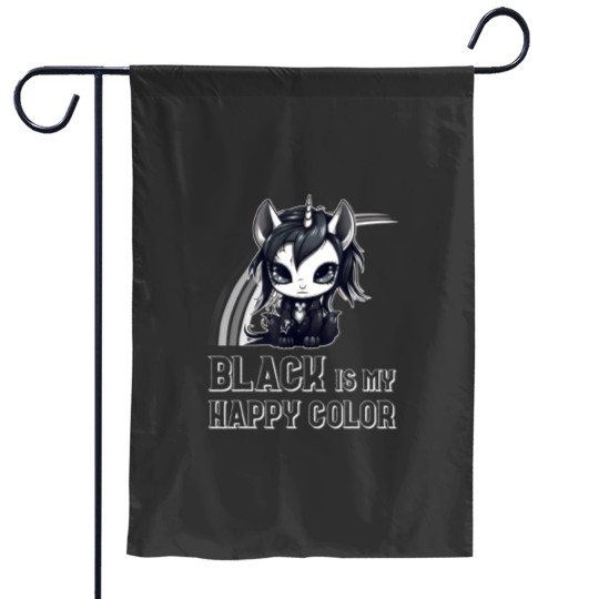 Discover black is my happy color goth girl emo gothic unicorn Garden Flags