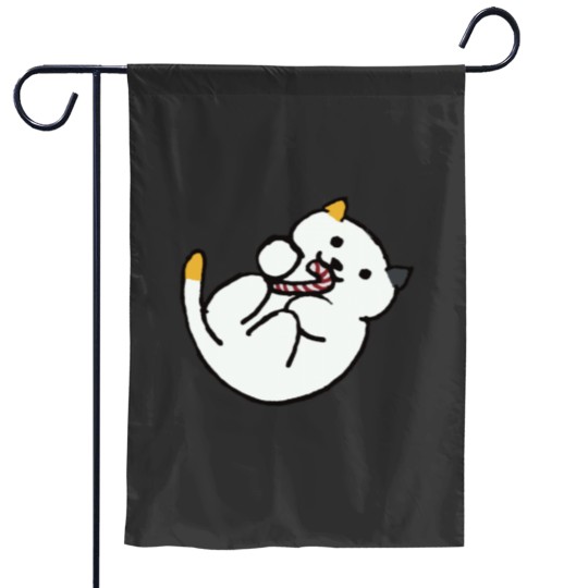 Discover Neko Atsume Dottie with Candy Cane Classic Garden Flags