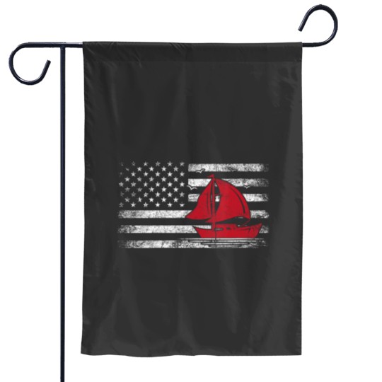 Discover Womens Vintagess Sailboat Sailor USA Patriotic American Flag Sailing VNeck Garden Flags