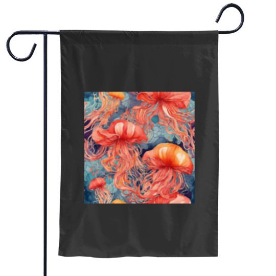 Discover Watercolor Jellyfish Garden Flags