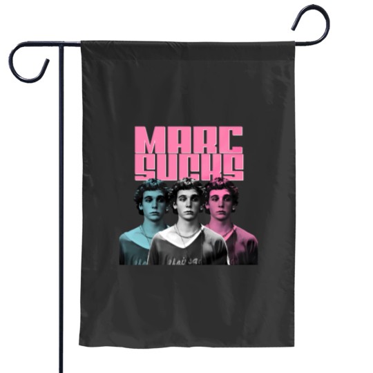 Discover Marc Sucks Empire Records Mark Funny Pop Art 90 Movies Damn the Man Unisex Garden Flags