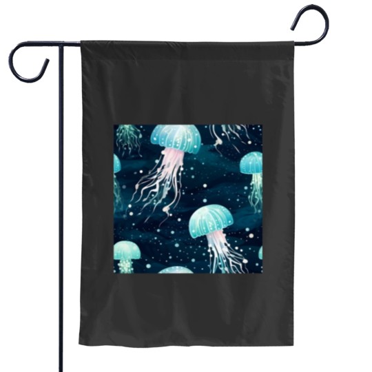 Discover Watercolor Jellyfish Seamless Patterns Garden Flags