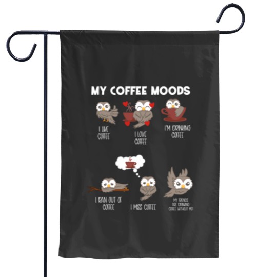 Discover Owl shirt gift for owl lovers and coffee drinkers Garden Flags