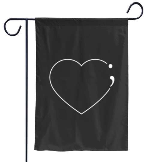 Discover Heart Semicolon Mental Health Awareness Garden Flags