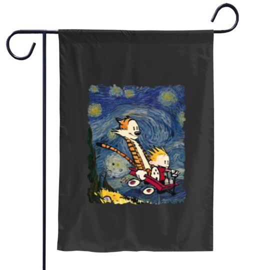 Discover Calvin and Hobbes Graphic Stary Night 1 Garden Flags