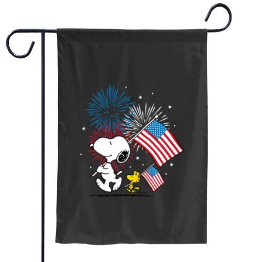 Discover Peanutsss Snoopy Woodstock American Flags Fireworks Garden Flags