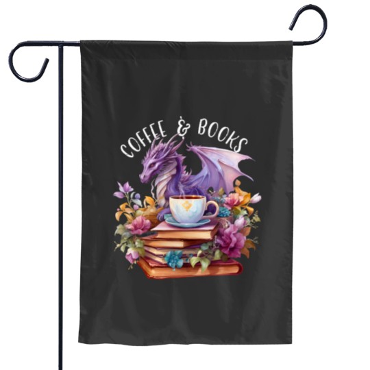 Discover Dragons Coffee Books Bookworm Fantasy Dragon Lover Themed Garden Flags